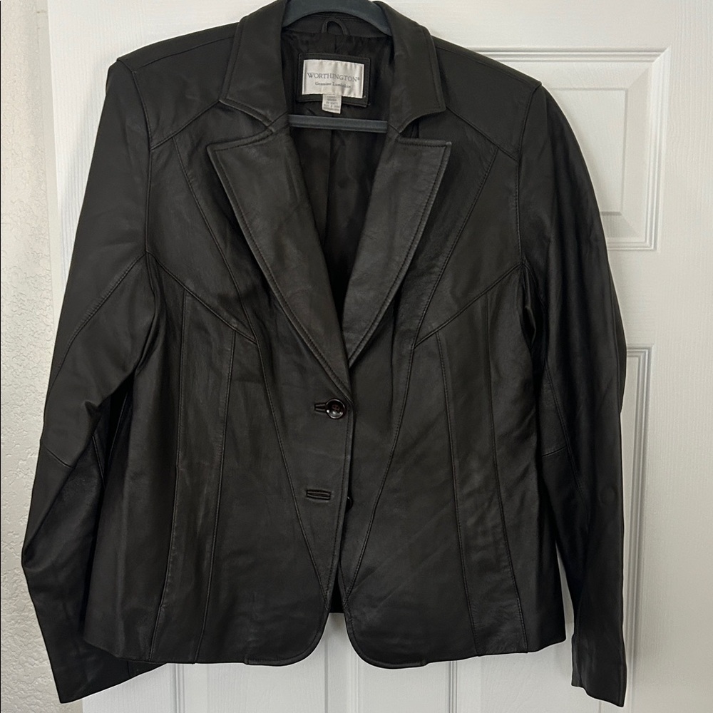 Worthington Classic Dark Brown Leather Blazer